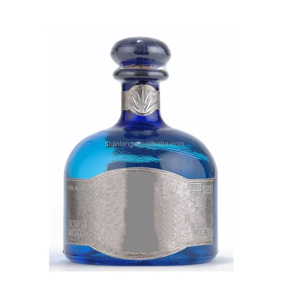 Shanghai Linlang customized Luxury heart shape tequila blue bottle tequila glass bottle