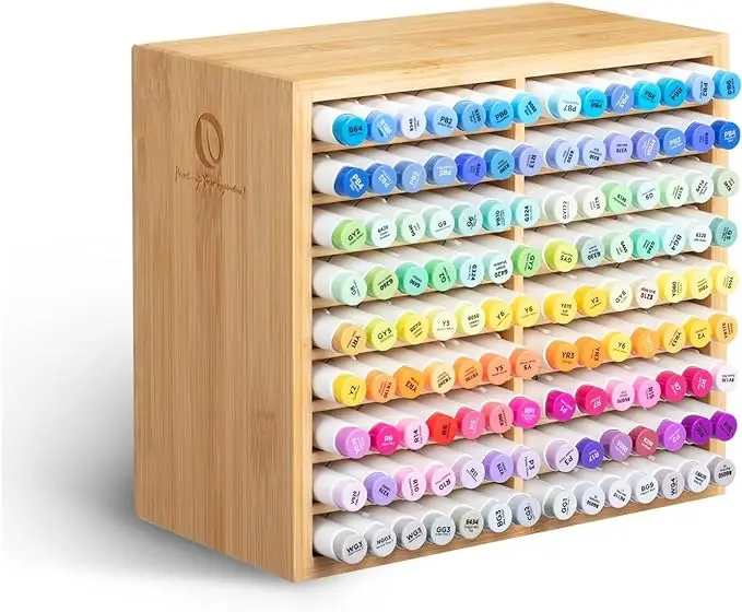 Markers Pens Pencils Art Brushes Stationary Organizer Pencil Holder Bamboo Marker Organizer Wooden Desktop Storage Hold