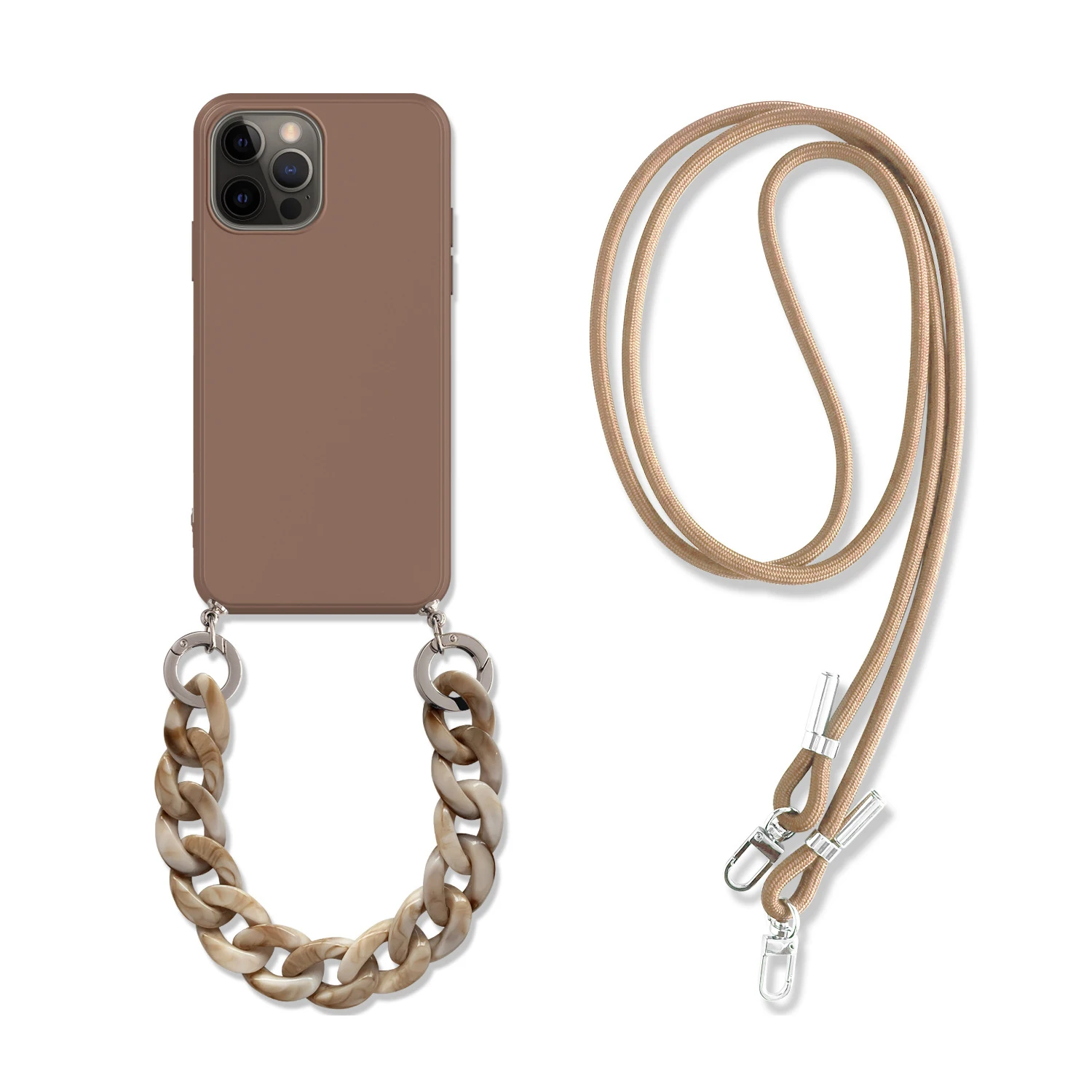 For iPhone 12 Pro Case Girly Marble Detachable Necklace Case For iPhone 13 14 Pro Max Mobile Phone Case With Rope And Chain