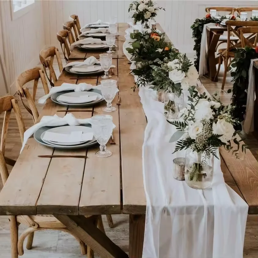 Commercial Outdoor Furniture Wood Top with Metal Legs Dining Restaurant Wooden Hotel Folding Wedding Banquet Table