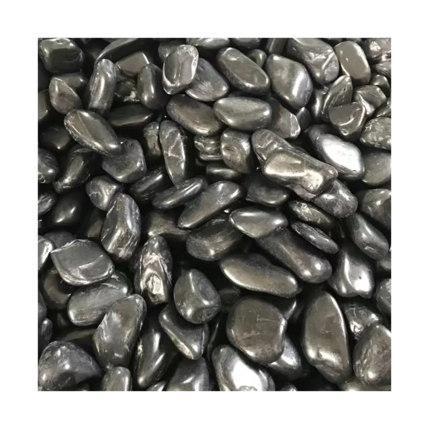 Natural Stone River Rocks Black And White Polished Pebble Paving Stone Cobblestone Landscape Rock For Garden