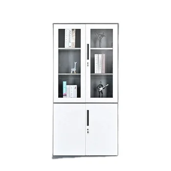 Modern Design Metal Filing Cupboard 2 Glass Doors Foldable Office Furniture New Age Workspaces-for Schools Gyms Workshops Hotels