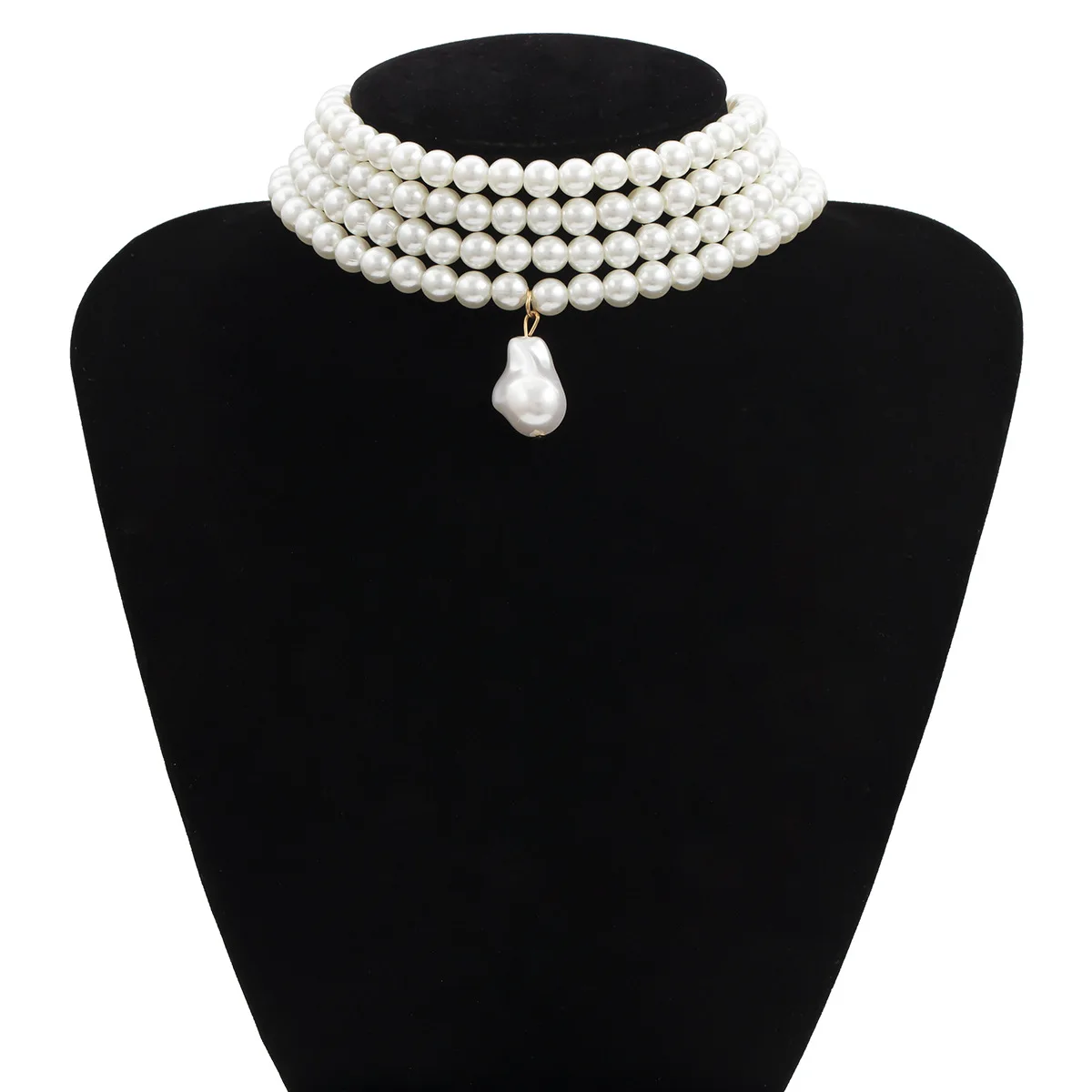 Multi - Layered Pearl Necklace Simple Circular Pearl  Necklace Ornaments  Pendant Necklace Female Birthday Gift