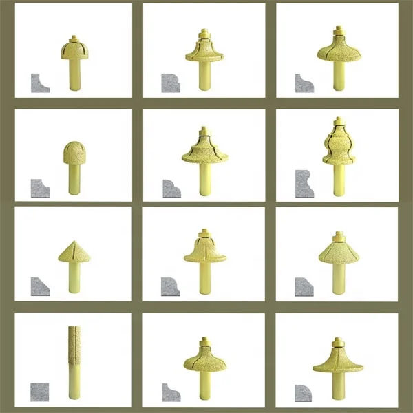 Vacuum Brazed Full Round Grinding Bit Diamond Milling Cutter For Stone Granite Marble Edge