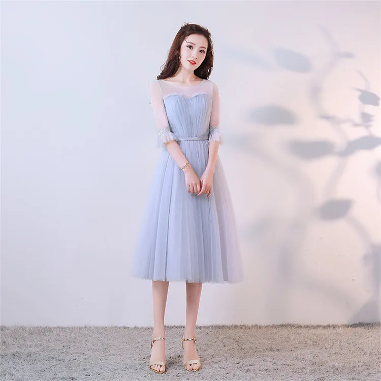 cheap high quality New Fashion Net Mesh Polyester Chiffon Bridesmaids Dress