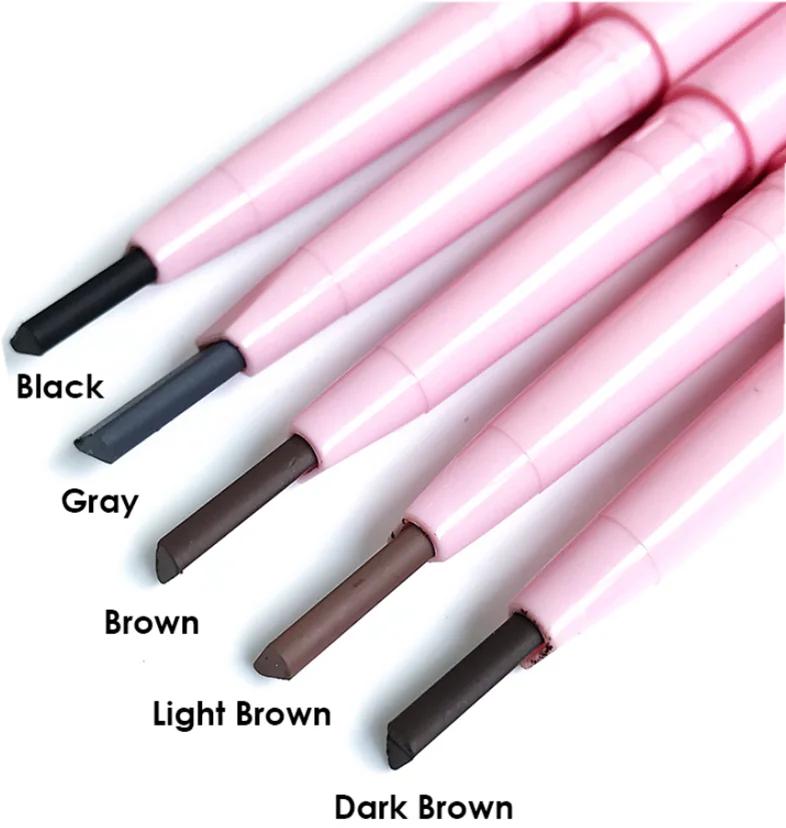 Wholesale OEM Private Label Waterproof Makeup Pen Pink Double Headed Eyebrow Pencil