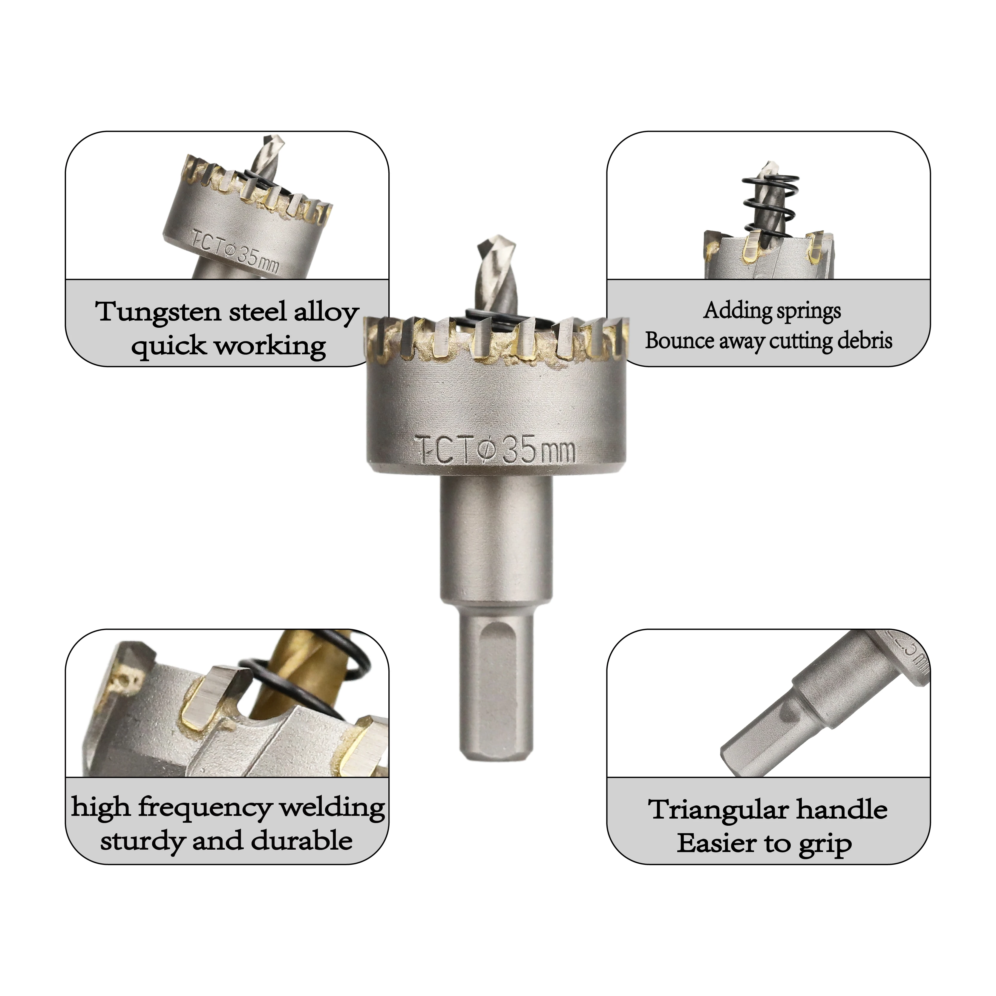 Carbide-Tipped TCT Drill Holes Saw Set Drill Bit for Stainless Steel Concrete Wood Reamer Tool Kit Metal Cutter