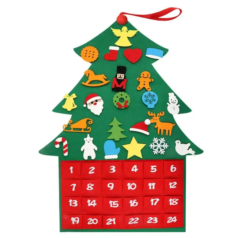 Newest DIY Countdown Decorations Christmas Tree Ornaments Felt Advent Calendar