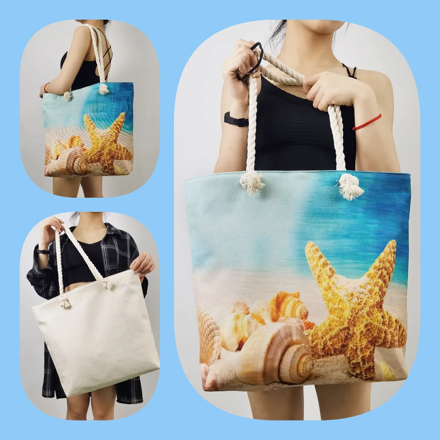 Custom Wholesale Brocade Carp Print Handbags Fashion Travel Beach Bags Fish Tote Women Shoulder Bags Large Capacity Shopping Bag