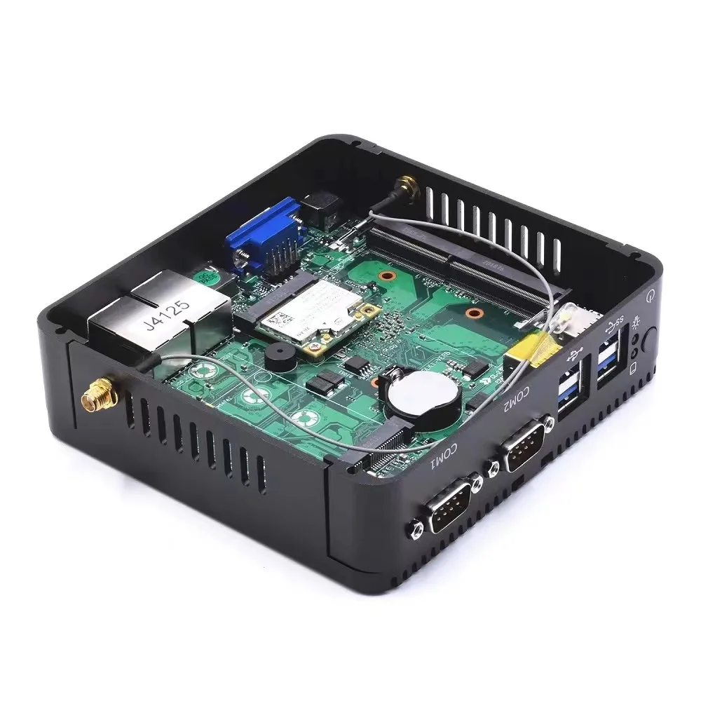 Fanless mini pc intel celeron J4125 processor nuc box pc Quad Cores Four Threads support DDR4 Slot