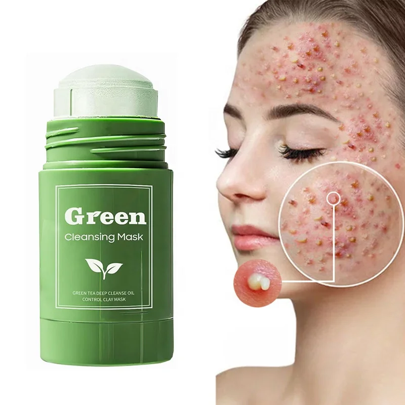 Best Selling 40g Natural Organic Face Skin Care Clay Mud Mask Deep Cleaning Tighten Pores Green Tea Mask Stick