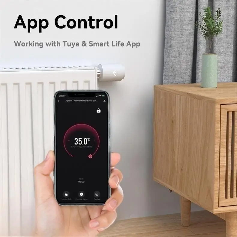 Tuya Zigbee WiFi Smart TRV Thermostatic Modern Design with Intelligent LCD Digital Display App Remote Control Heating System