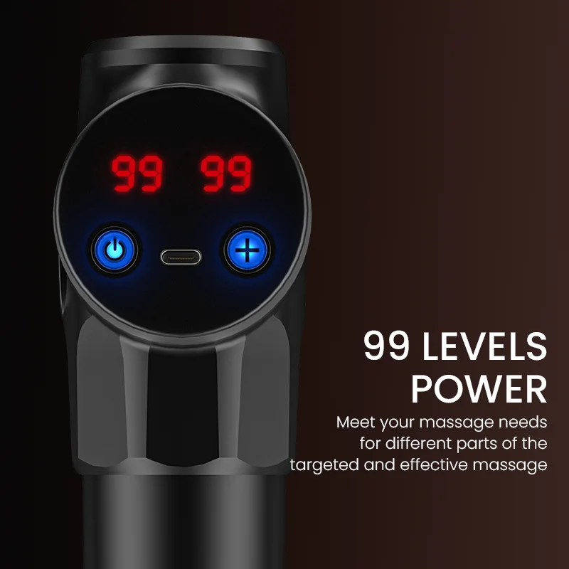 Percussion 99 Speed Muscle Massage Gun Dropshipping Pistol Tool Handheld Massager Touch Screen Fascial Massage Gun