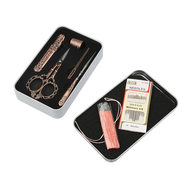 Multi-purpose scissors set thread piercing awl kirsite thimble craft scissors