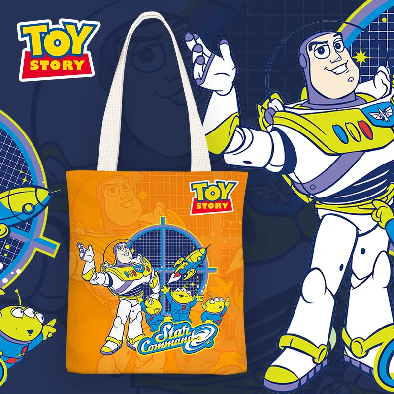 Hot Selling Cartoon Cute Toy Story Woody Buzz Casual Canvas Shopping Tote Big Capacity Sweet Girls Hand Shoulder Bag Custom GIft