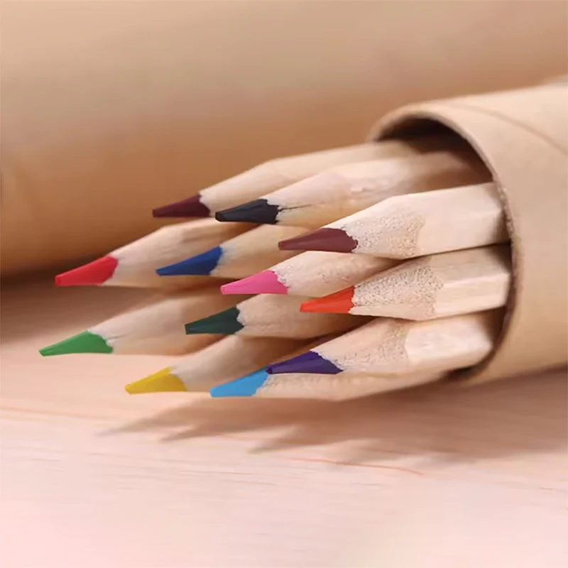 Eco Friendly Kraft Paper Tube 6pcs/12pcs set Color Pencils Set School Colored Round Wooden Pencil Custom Logo Colors Pencils
