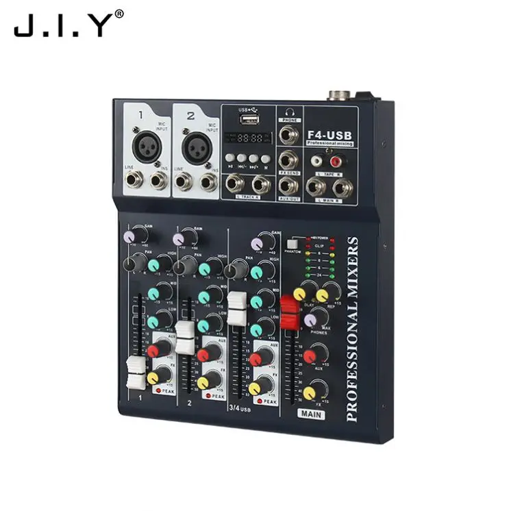 J.I.Y F4-USB Hot Selling Portable Sound Digital Mixing Console Professional Audio Mixer Made In China