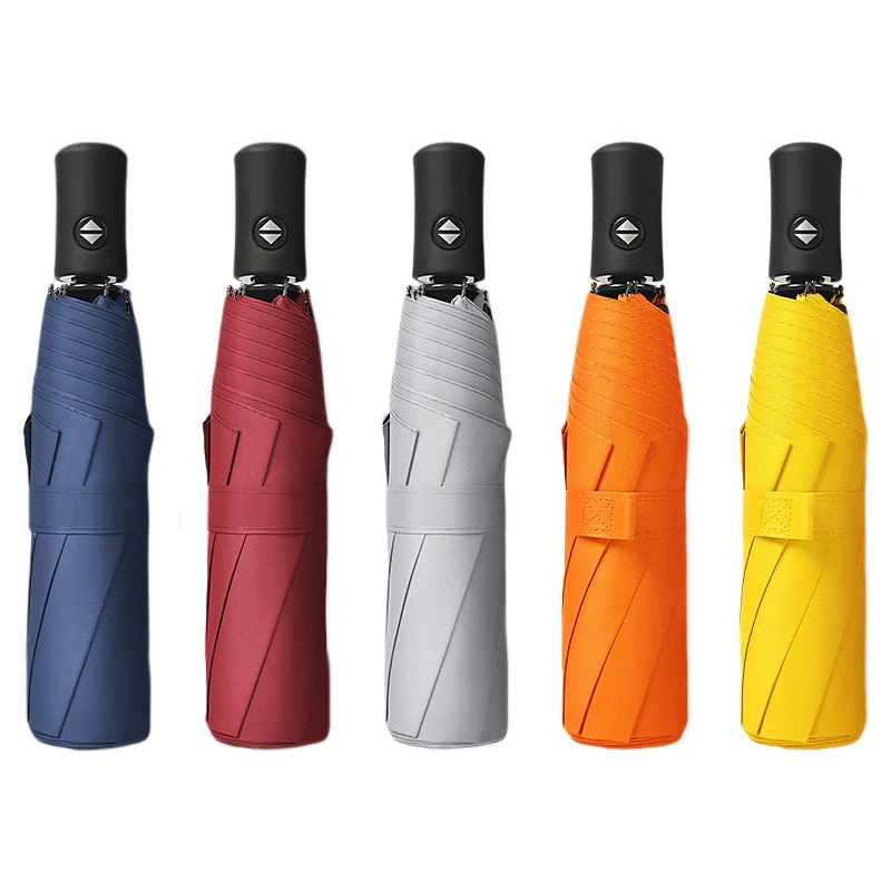 Wholesale full automatic opening sunshade 3 folding umbrella custom color logo printing business gift umbrella portable
