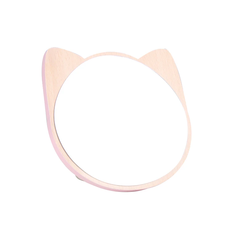 New Trending Cute Pet Series Wooden Table Mirror Healing System Log Table Lady Student Mirror Wooden Vanity Table Makeup Mirror