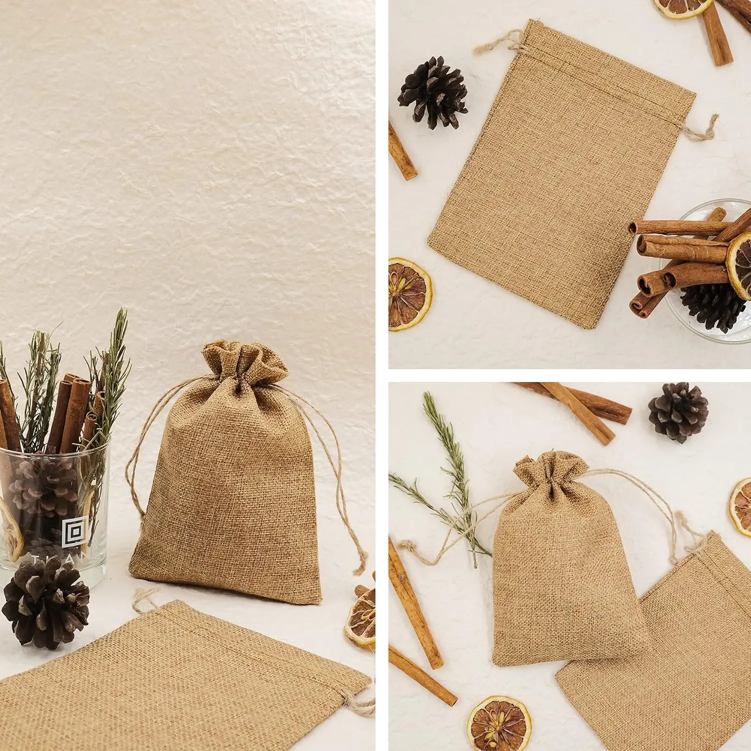 10*14cm Linen Reusable Burlap Gift Bags with Drawstring Small Party Favor Gift Bags Sacks Sachet Bulk Bags recycled