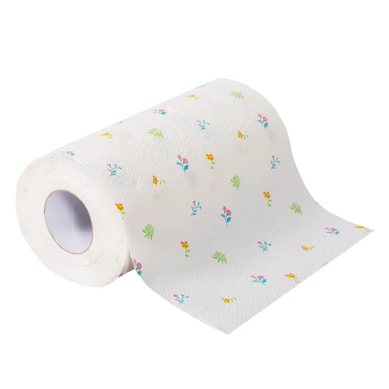 Wholesale Ultra Soft Disposable Kitchen Paper Towel Roll Custom Logo Printed Pattern 2-Ply Virgin Wood Pulp Layer