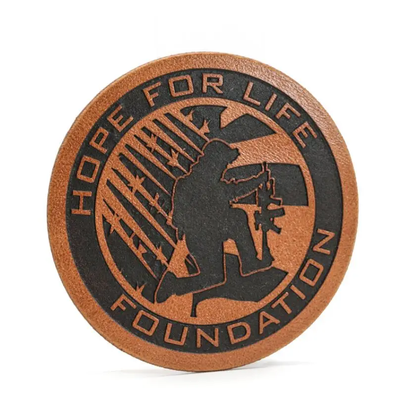 20 Years Custom Logo Hat Pu Leather Patch Soft Debossed Stamp Foldable Leather Label For Clothing Handbags Jeans Garment