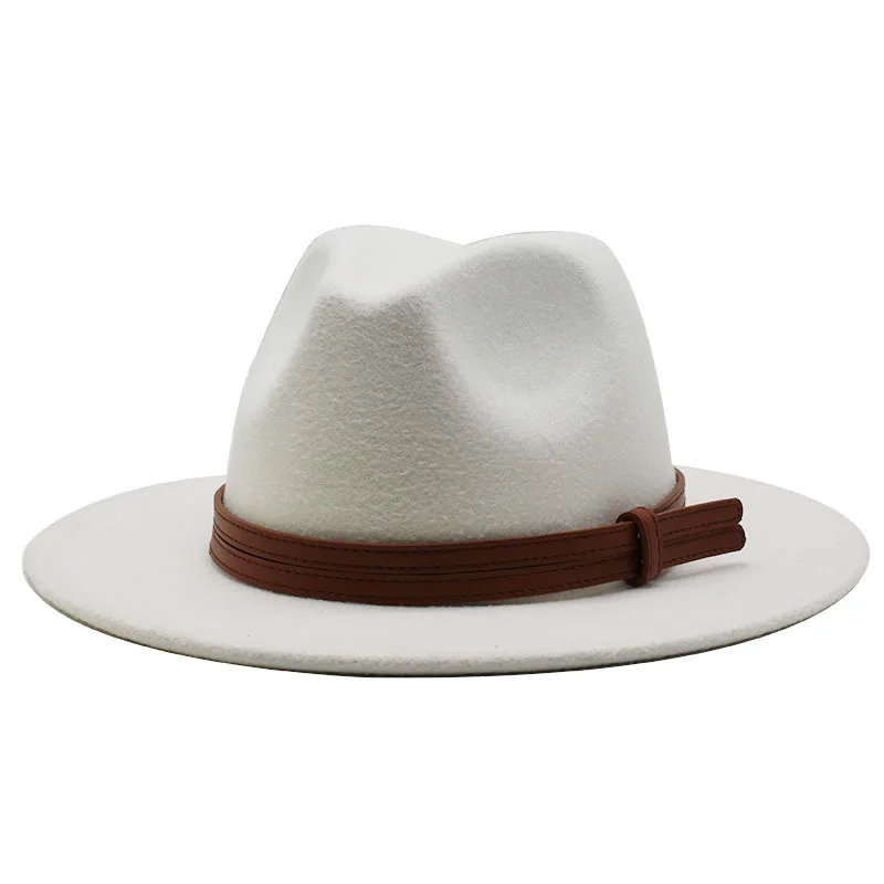 Autumn and winter woolen big head panama jazz top hat British felt fedora hats with black trim  gold chain