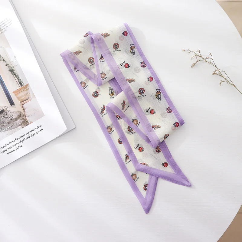 Purple Series Long Silk Summer Thin Style Super Fairy Headband Tied Hair Ribbon Decoration Small Scarf