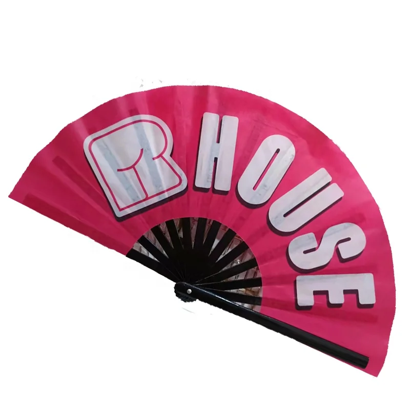 2024 New Customized Clack Folding Hand Fan Large Bamboo Hand Fans for  Festival Accessories