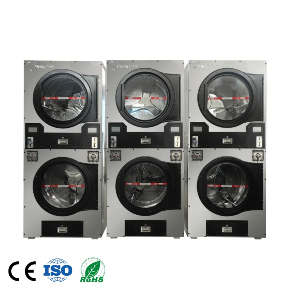 Laundromat Commercial Laundry Machine 10KG to 25KG Fully Automatic Coin Card Operated Stacked Washing Machine and Drying Machine