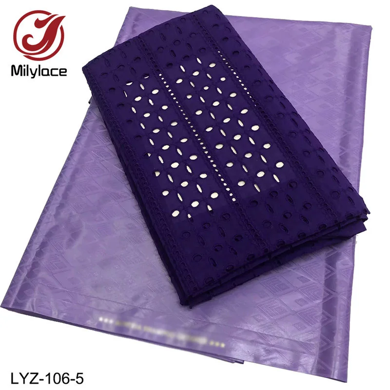 Plain 100% Cotton 3 Yards Bazin With Dry Lace Couleur De African Bazin