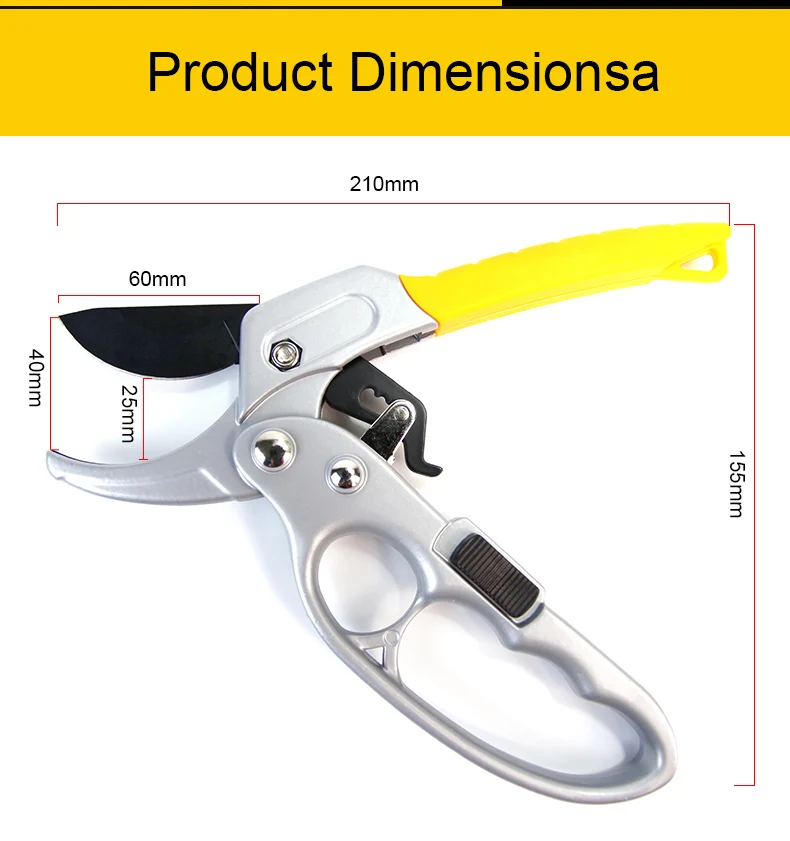 Ratchet Pruning Shears Yellow Color