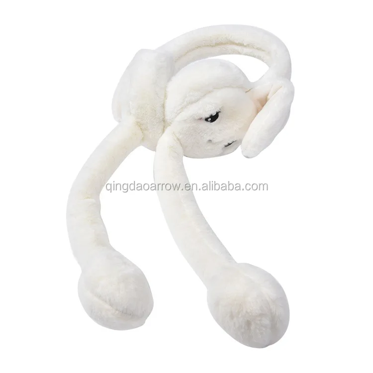 White Plush faux fur dancing shaking rabbit Ear Plugs & Ear Muffs  Ear Warmer Fashion Winter Warm warmer Earmuffs
