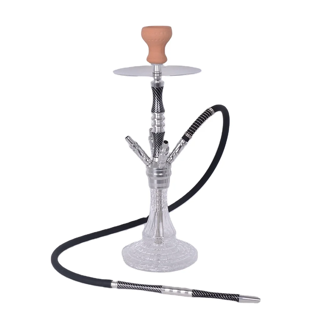 Wholesale Factory Quadruple 4 Hoses Silicone Tube Shisha Hookah Accessories Custom Logo Aluminum Shisha Hookah Set