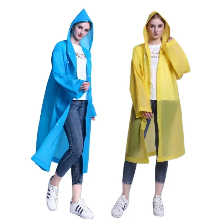 Waterproof Long EVA Material Raincoat Translucent Rain Coat Adults Outdoor Plastic Raincoat With Plastic Sleeve