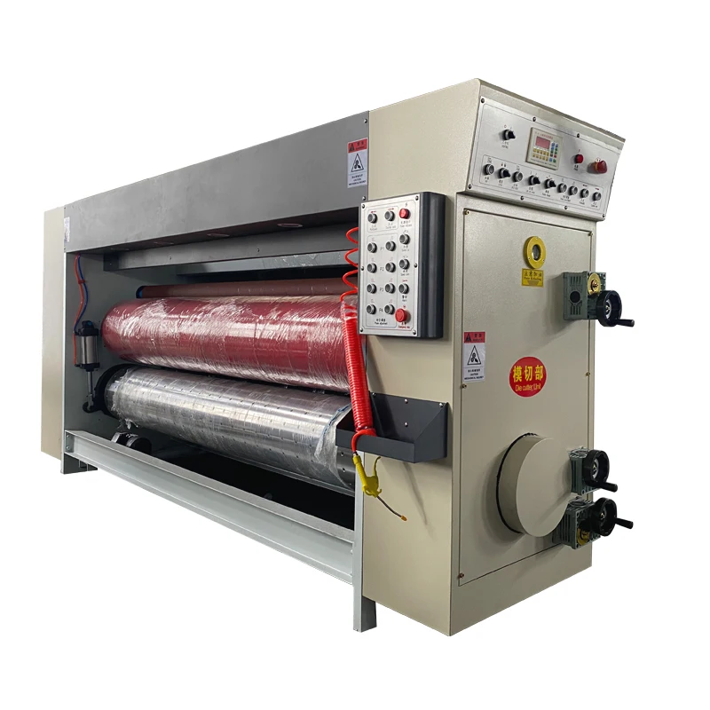 Semiautomatic Carton Chain Feeding Flexo Corrugated Box Two Colours Printing Slotting Rotary Die Cutting Machine