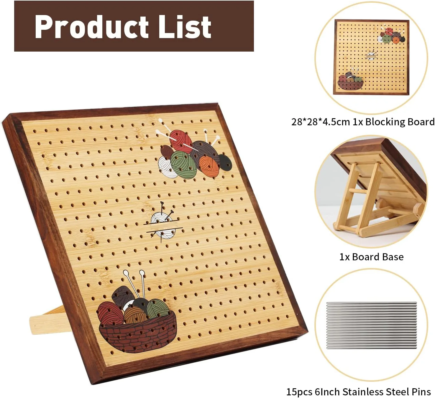 Crochet Blocking Board -Crochet Gift for Granny Square Lovers-Bamboo Blocking Board for Knitting Crochet