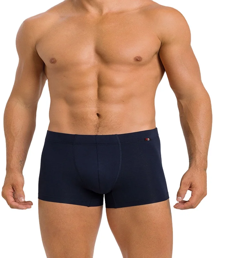 Fashion Mens Simple And Good Quality Basic Solid Underwear With Custom LOGO On Waistband Boxer Briefs For Male