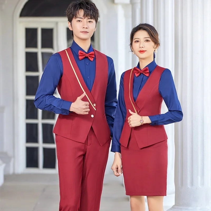 Hotel Western Restaurant Waiter Front Desk Customer Service Uniform KTV Bar Cafe Work Attire Chef Uniform Accessory Work Clothes