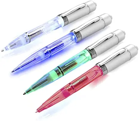 Amazon Hot Sale LED Pen with Light, Light Up Penlight for Night Writing, LED ballpoint flashlight writing pens