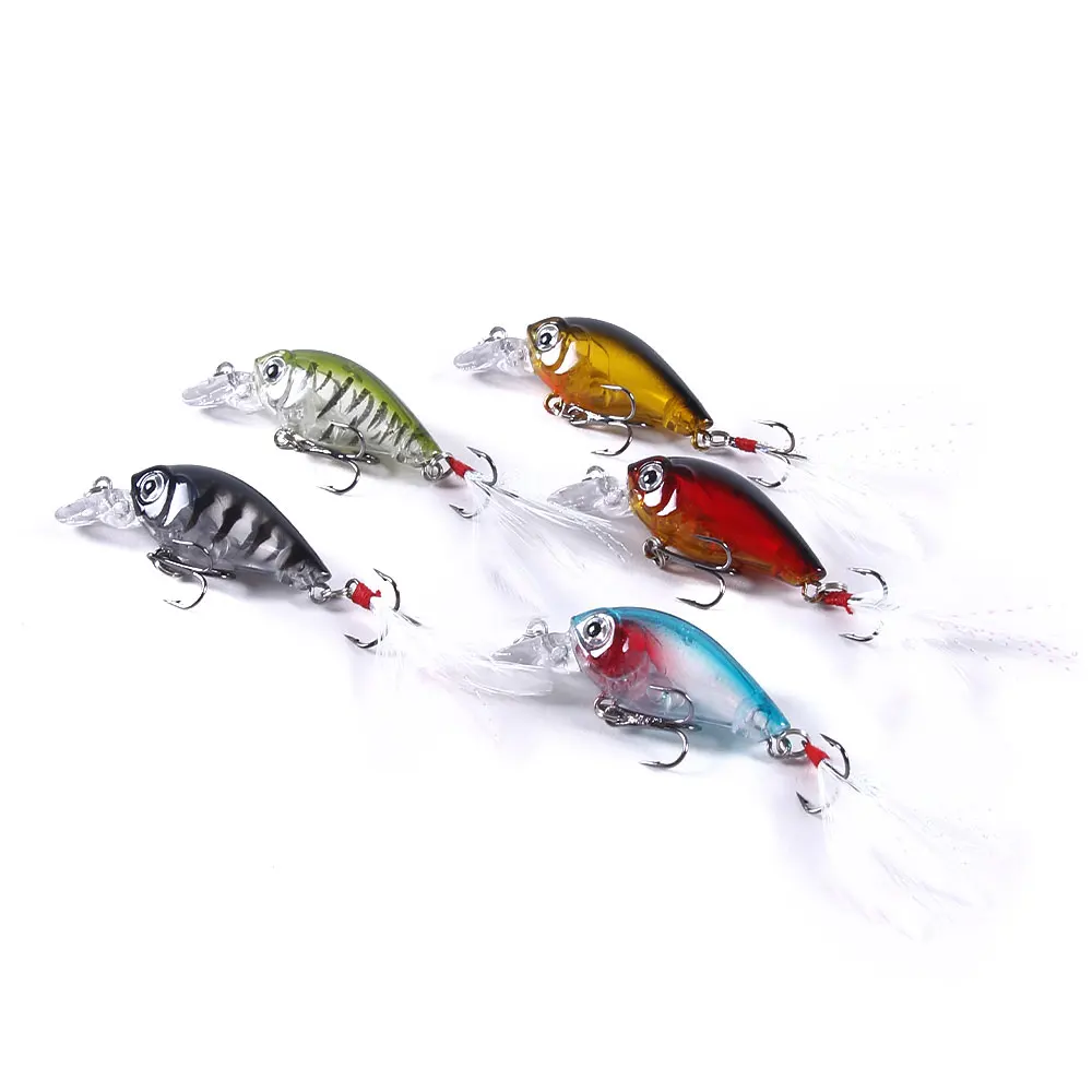 Wholesale mini crankbait fishing lures 4G 45MM 3D Fishing Wobbler Crank Bait Lure