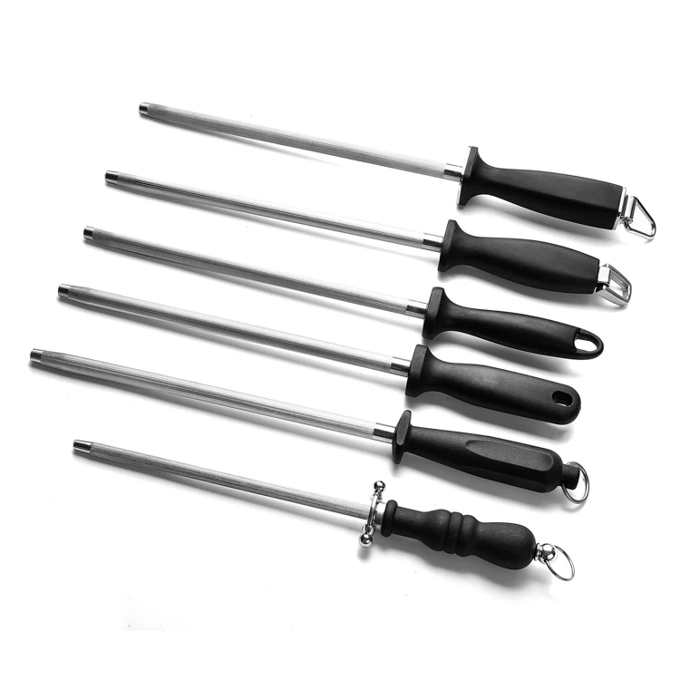 
8 inch knife sharpener rod professional Carbon Steel diamond sharpening rod Manual Sharpener Steel Bar For Kitchen Knife 