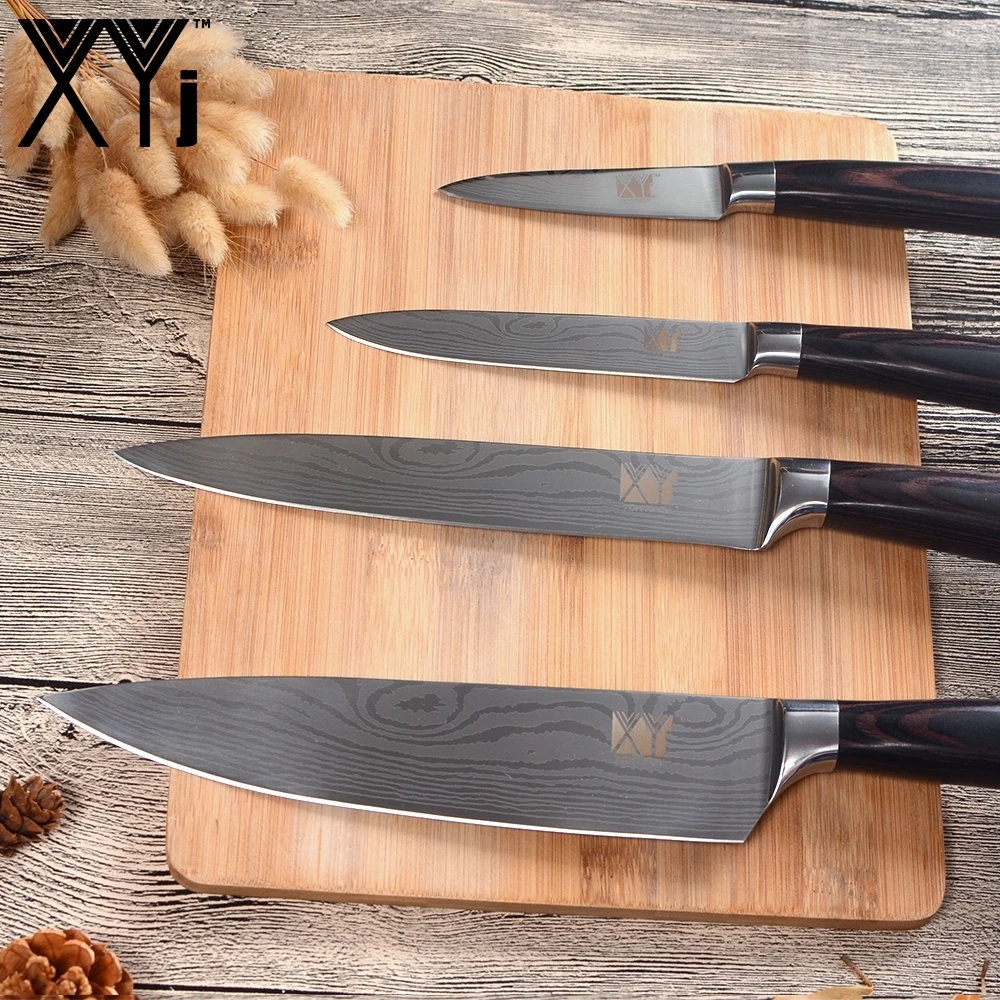 Xingye Classic 6 шт. 7Cr17Mov высокоуглеродистая Нержавеющая сталь дамасский шаблон профессиональный набор ножей шеф-повара с ножнами