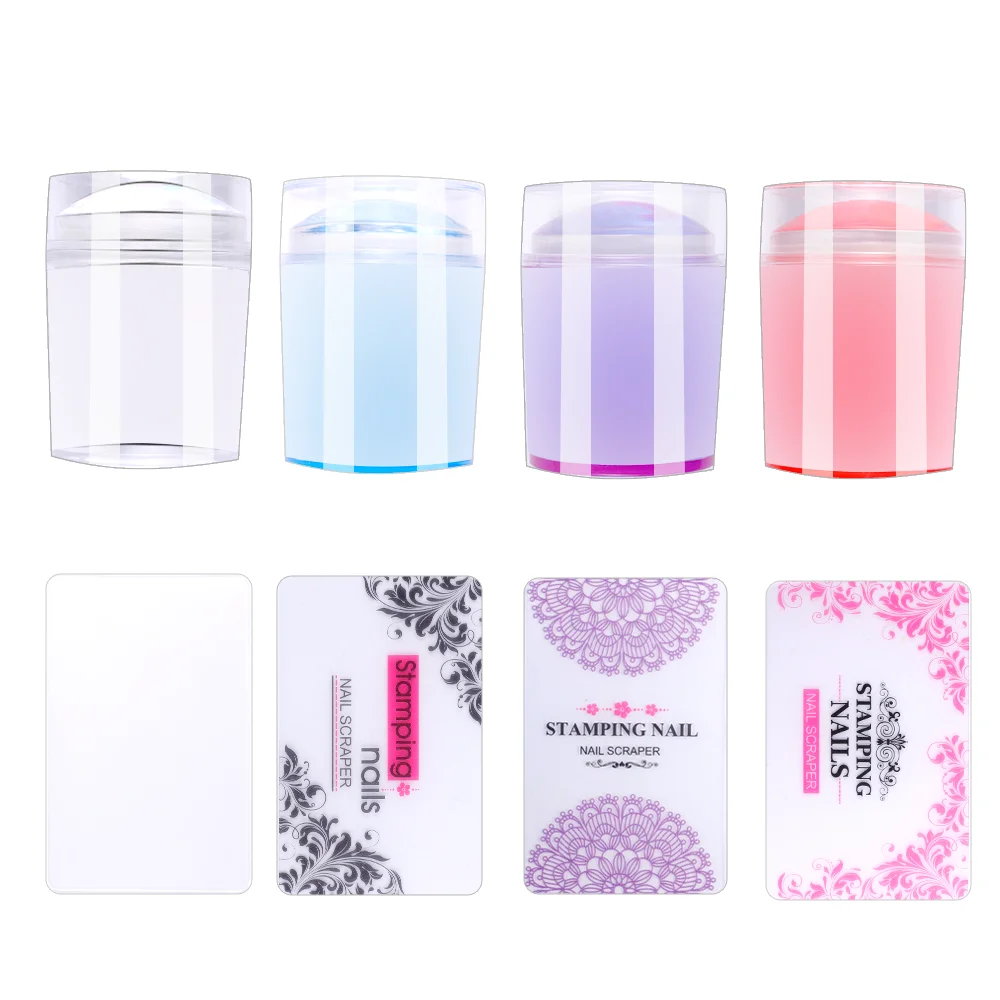 2023 Hot Sell Plastic Template Custom Printing  DIY Transfer Nail Art Stamp Plate Nail Art Stamper Clear Silicone Stamping Jell