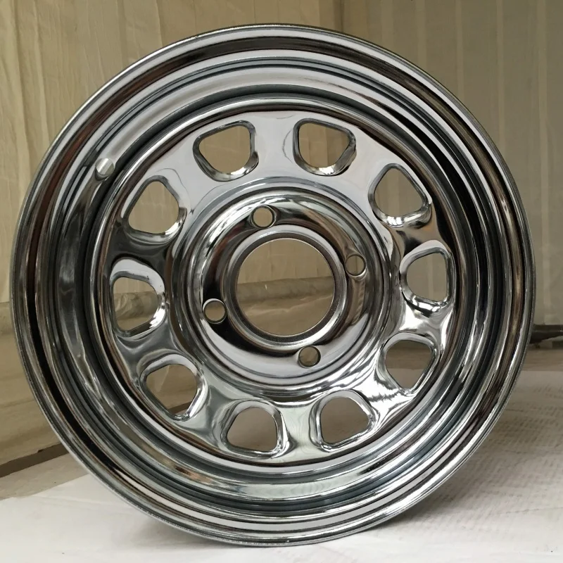 Flyway FX002 Steel wheel  black white and chrome finish treatment  can make bolt patten 5H 6H 8H 114.3 139.7 127 165.1 170