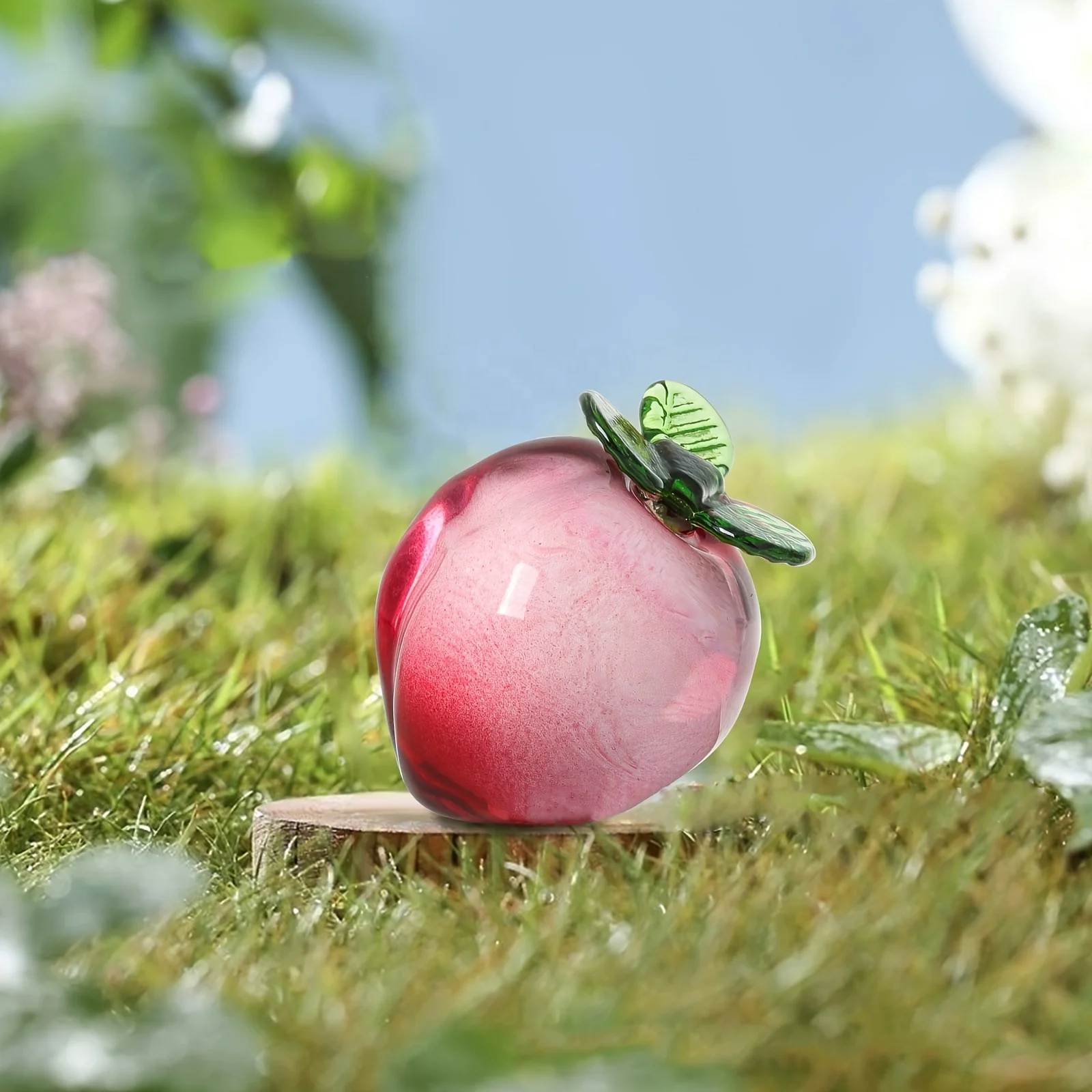 DIY Glass Peaches Ornament Statue Strawberry Paperweight Pepper Apple Pumpkin Diamond Wedding Deco Party Grape  Fruit Figurine