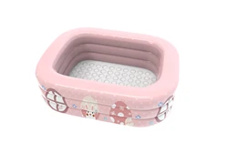 POOLUCKY Pink Rabbit Pattern Kids Rectangle 130x90x55cm Inflatable Swimming Pool