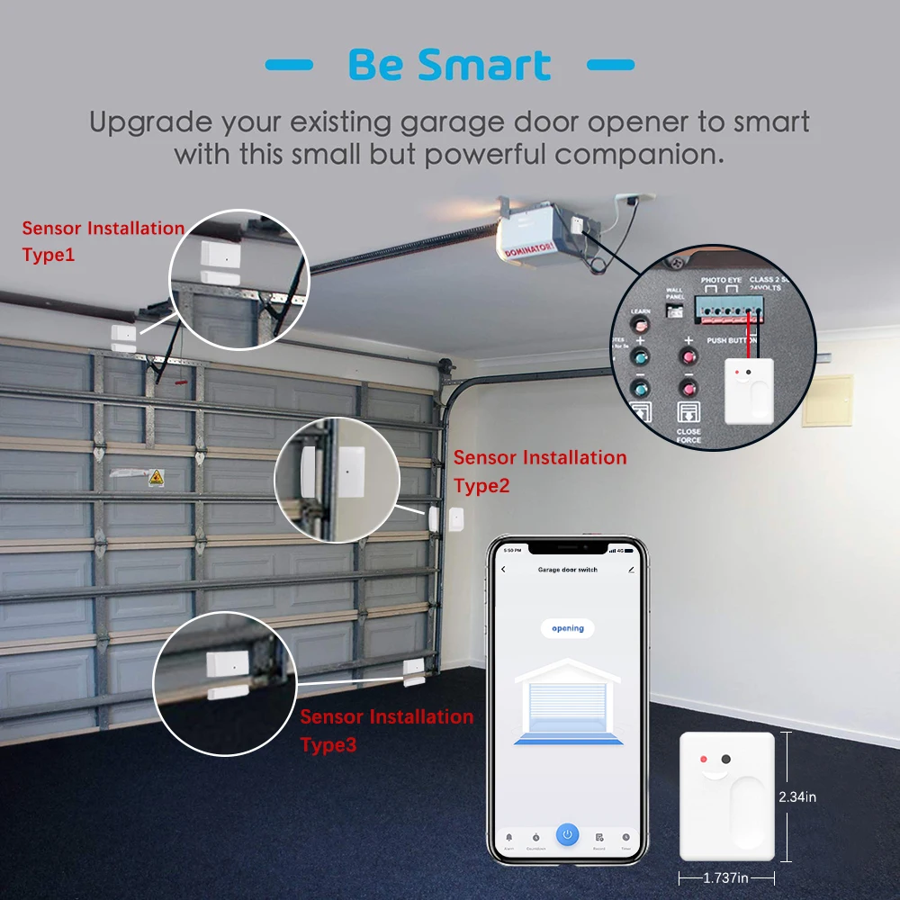 Tuya Smart Wireless WiFi Switch Garage Door Controller Opener Remote control USB Power Supply APP Voice Alexa Echo Google Home