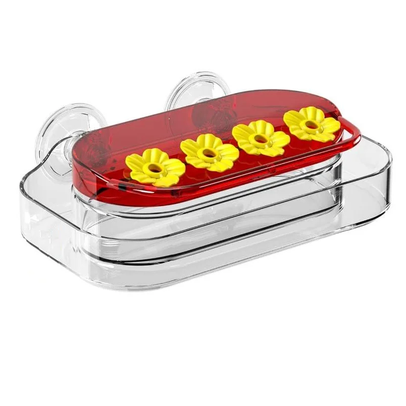 Window Hummingbird Feeder Plastic Humming Bird Feeder with 3 Strong Suction Cup Tabletop Humming Bird Feeder Water Station Trays