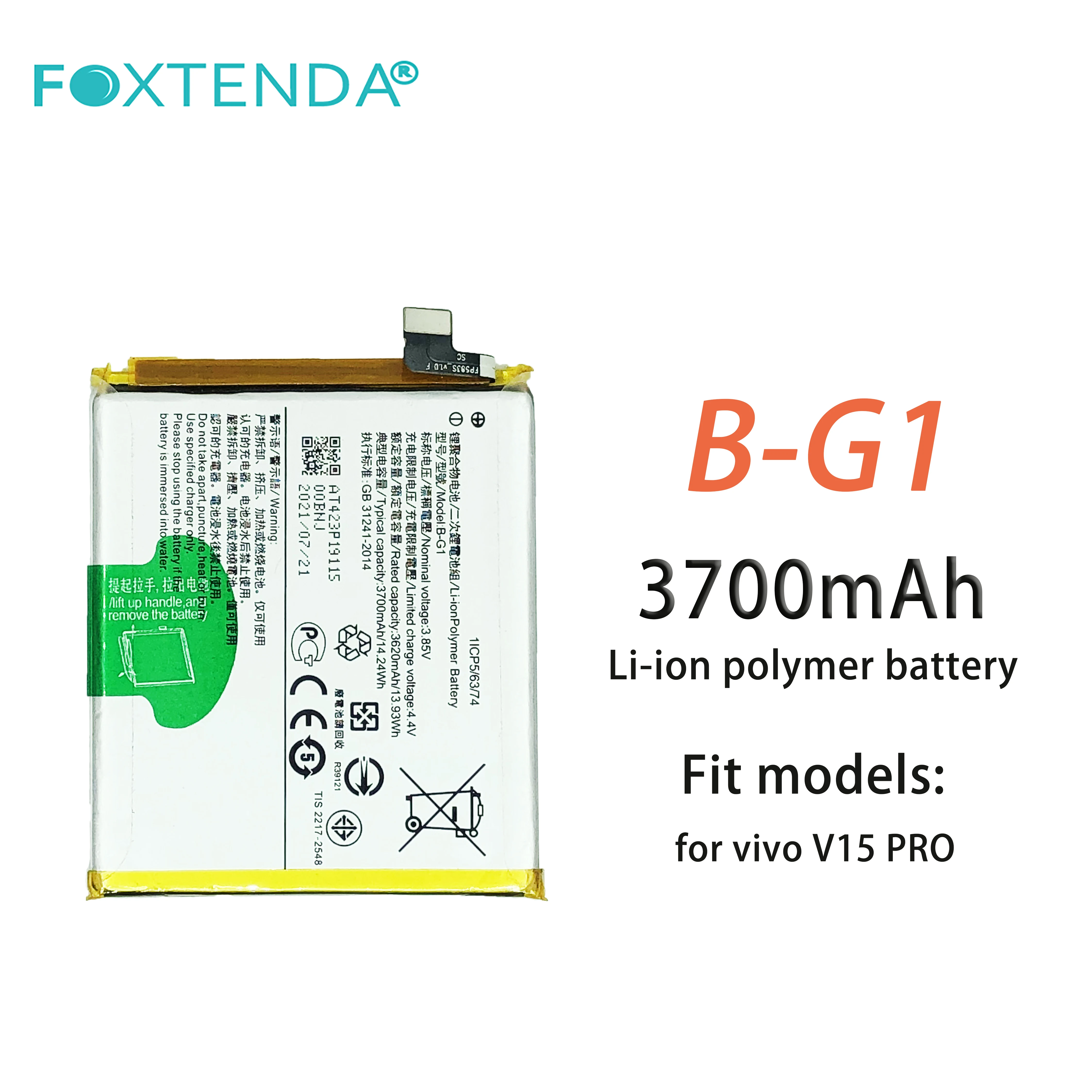 foxtenda B-G1high quality rechargeable battery for vivo V15 PRO batteries ion lithium digital original battery